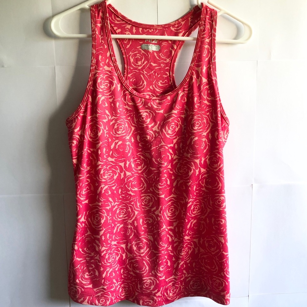 Fila Red Pink Rose Racerback Tank Top with Support size Large